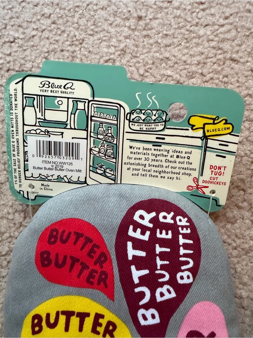 Blue Q Butter Butter Butter Oven Mitt WW125 NWT 100% Cotton Funny Kitchen Gift